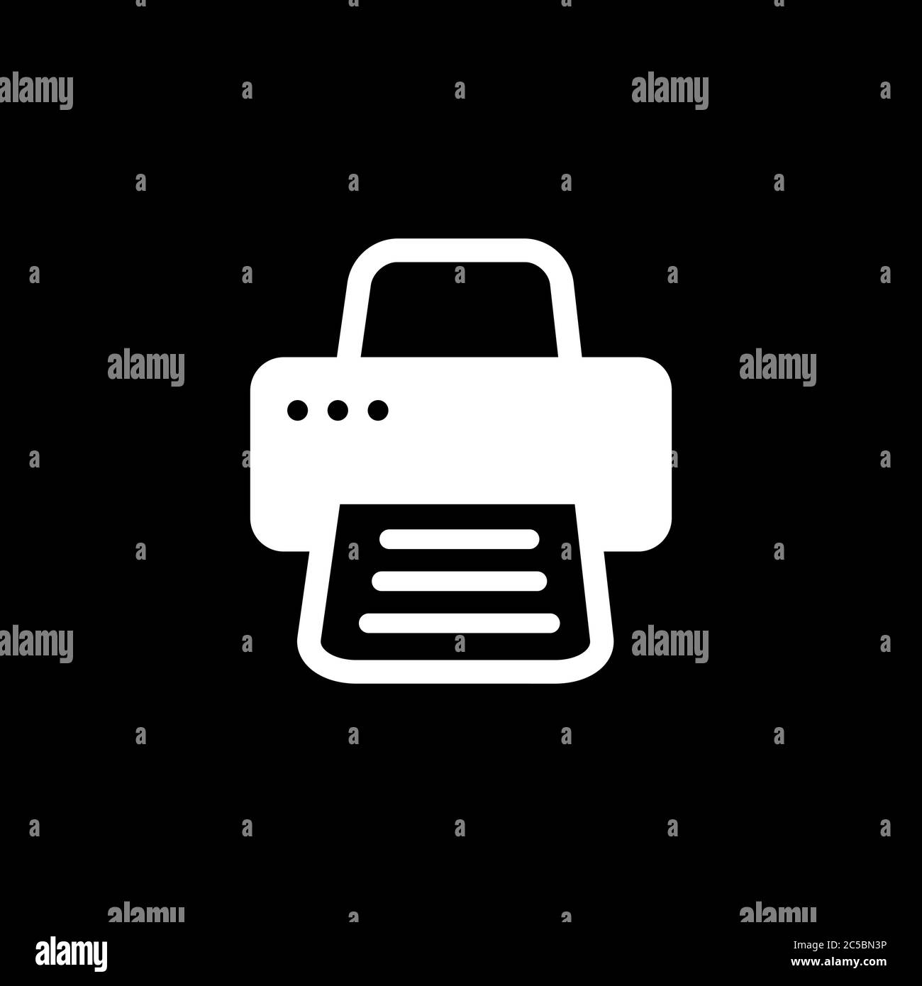 Printer Icon On Black Background. Black Flat Style Vector Illustration