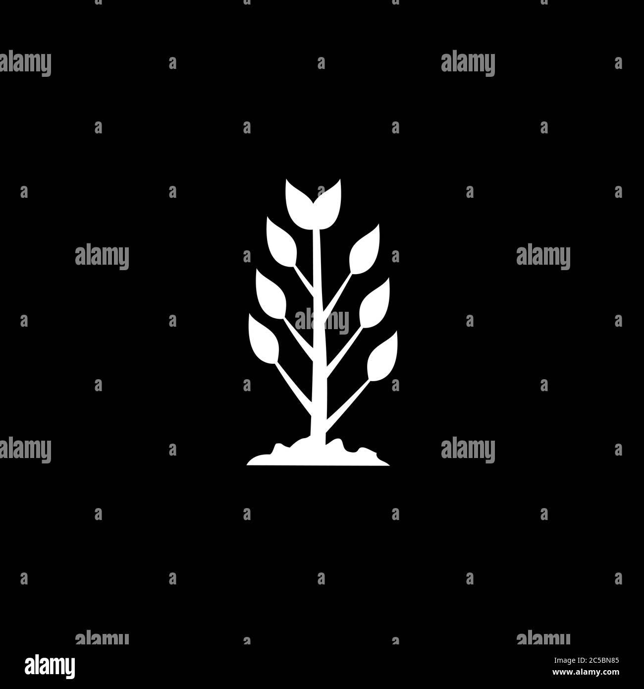 Plant Icon On Black Background. Black Flat Style Vector Illustration ...