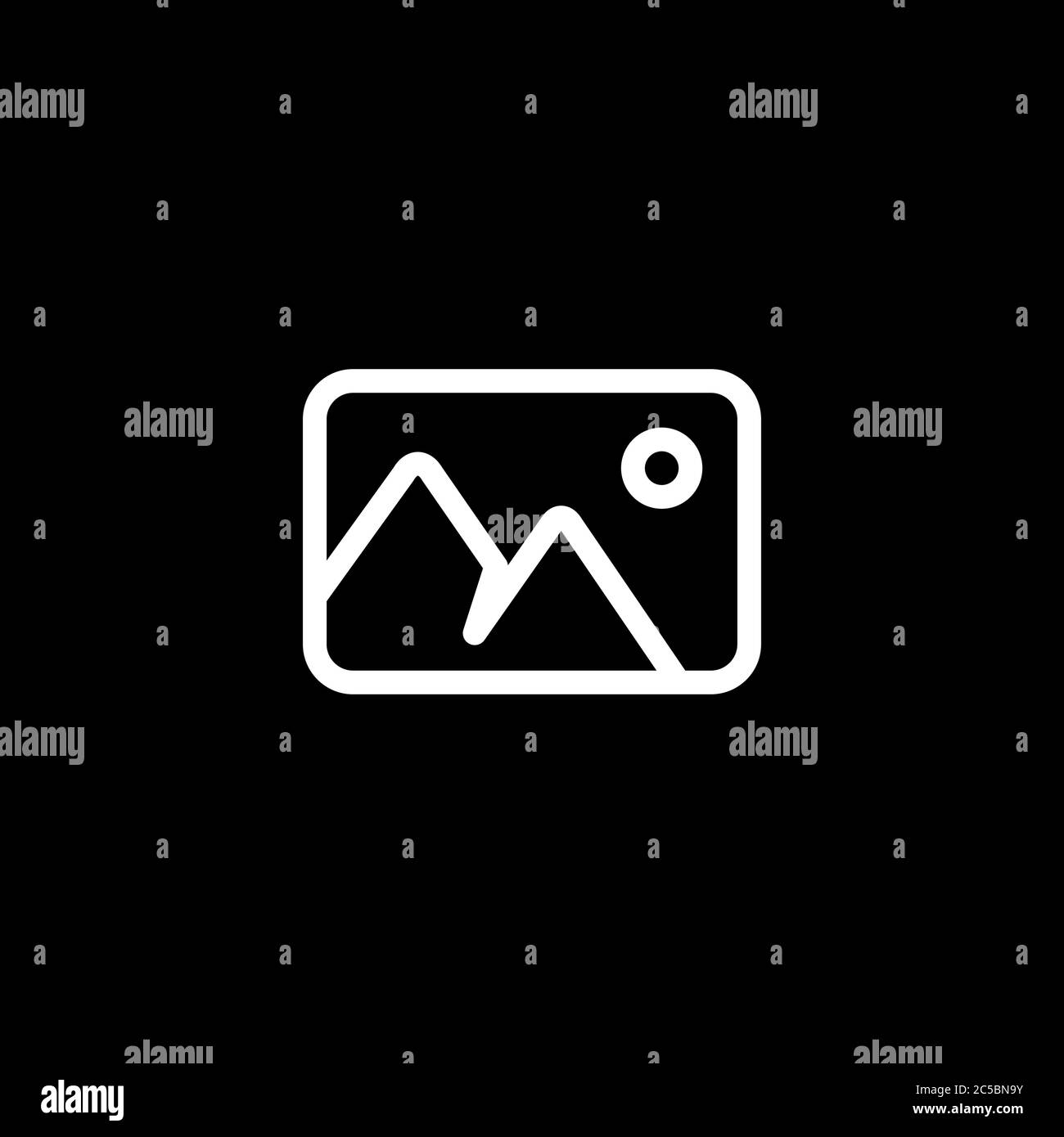Photo Line Icon On Black Background. Black Flat Style Vector ...