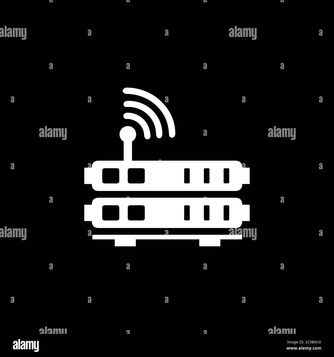 Router Icon On Black Background. Black Flat Style Vector Illustration ...