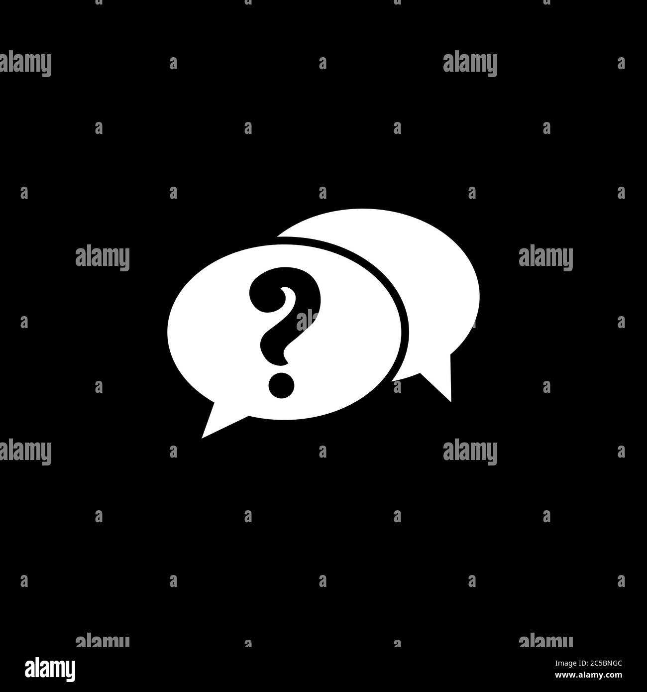 Question Icon On Black Background. Black Flat Style Vector Illustration ...