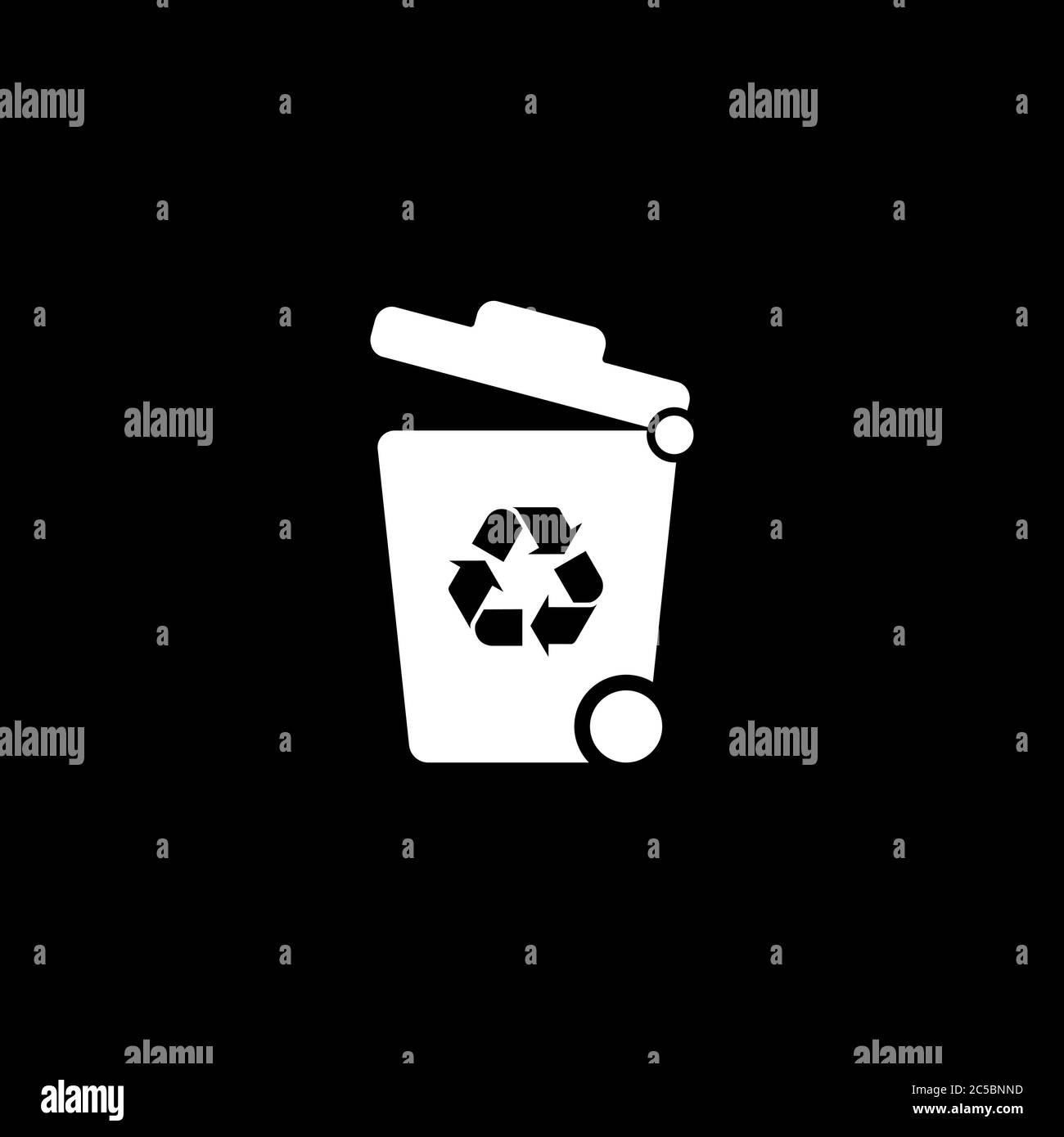 Recycle Bin Icon On Black Background. Black Flat Style Vector ...