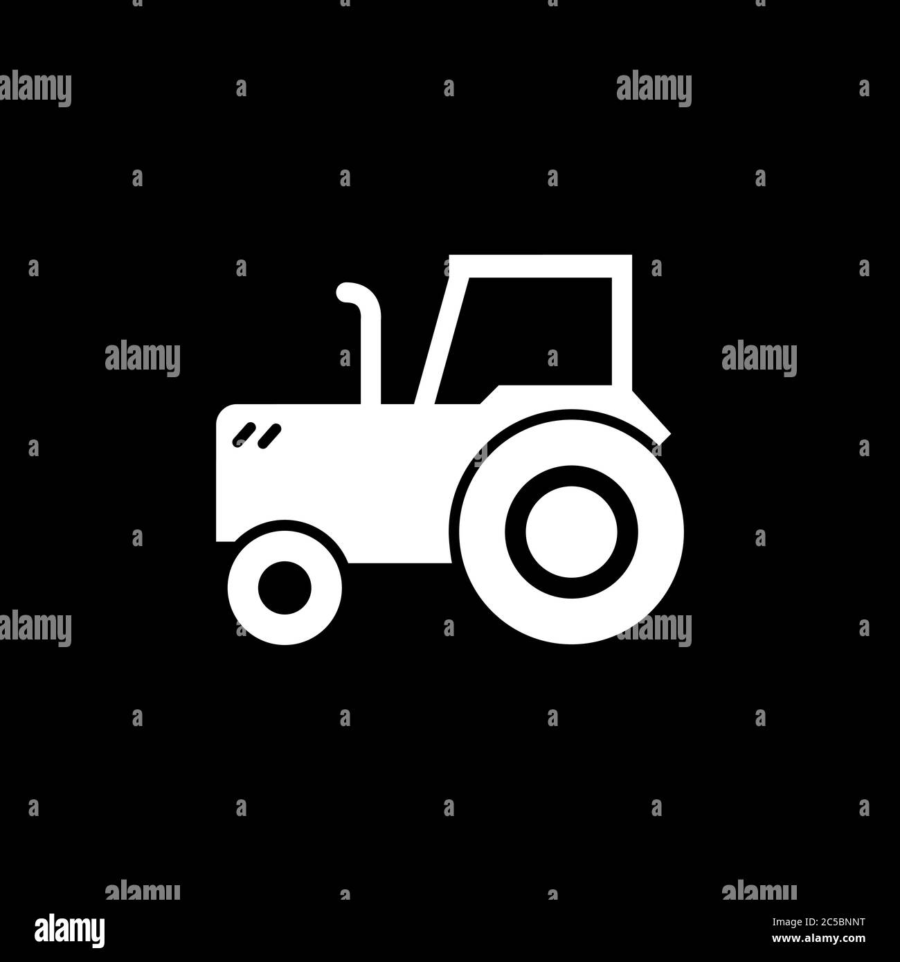 Tractor Icon On Black Background. Black Flat Style Vector Illustration ...
