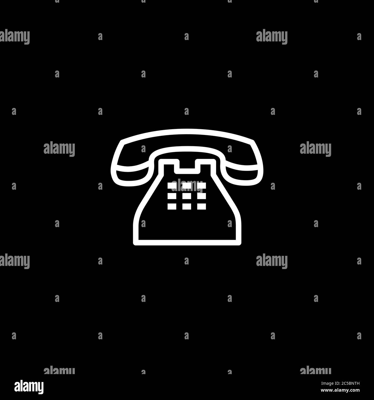 Telephone Line Icon On Black Background. Black Flat Style Vector