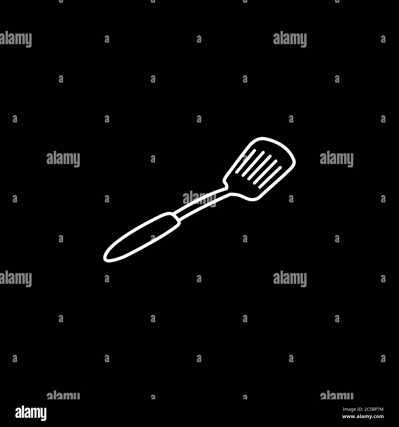 Spatula Line Icon On Black Background. Black Flat Style Vector