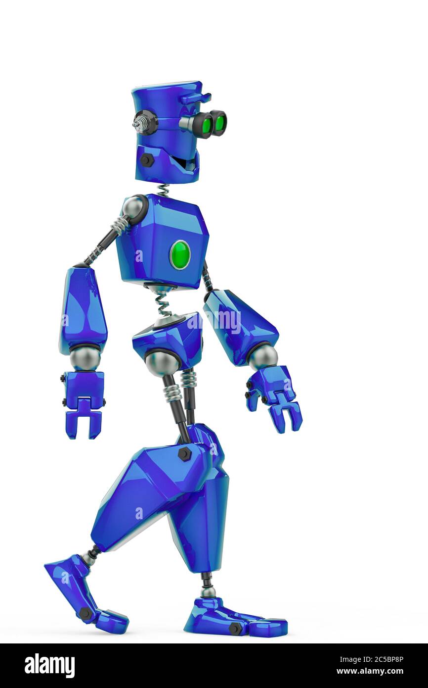 funny robot cartoon just walking in a white background., 3d illustration  Stock Photo - Alamy