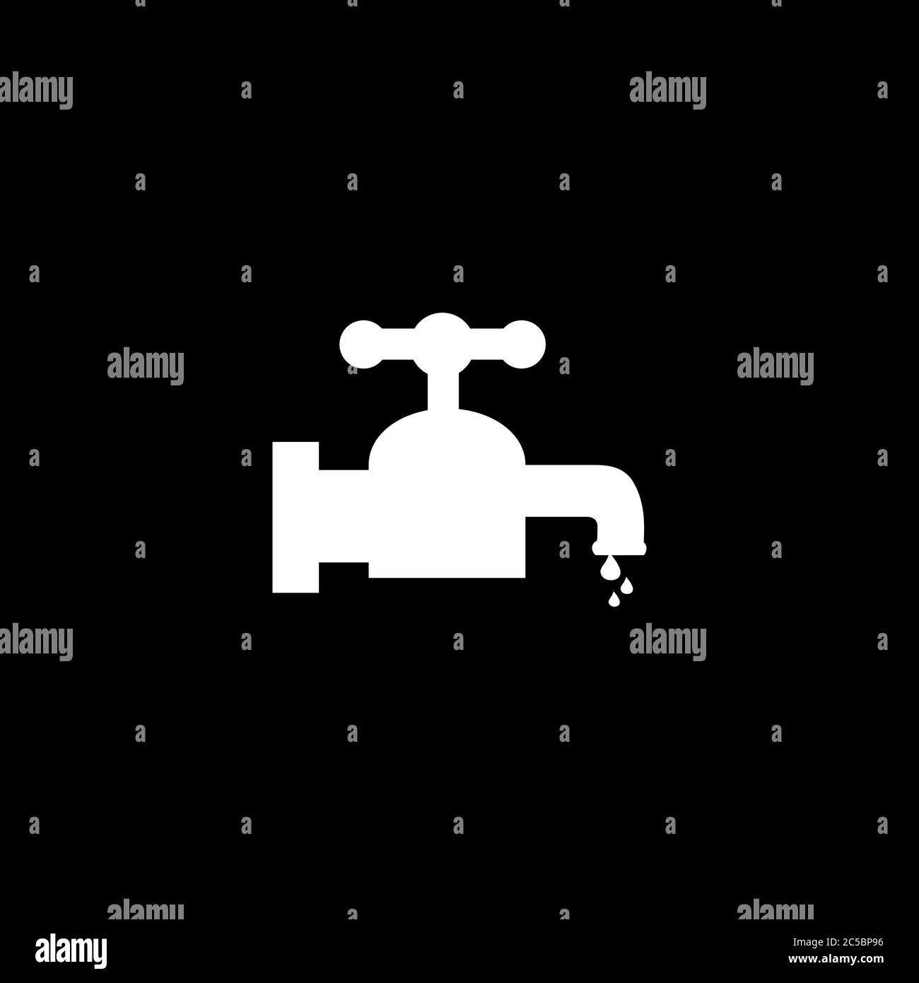 Water Tap Icon On Black Background. Black Flat Style Vector ...