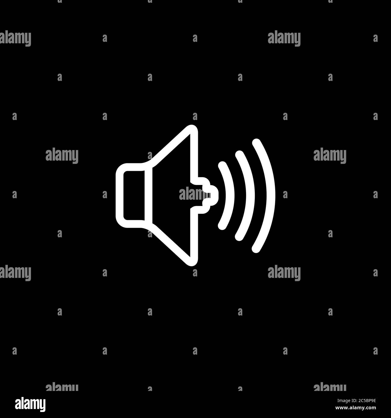 Sound Line Icon On Black Background. Black Flat Style Vector ...