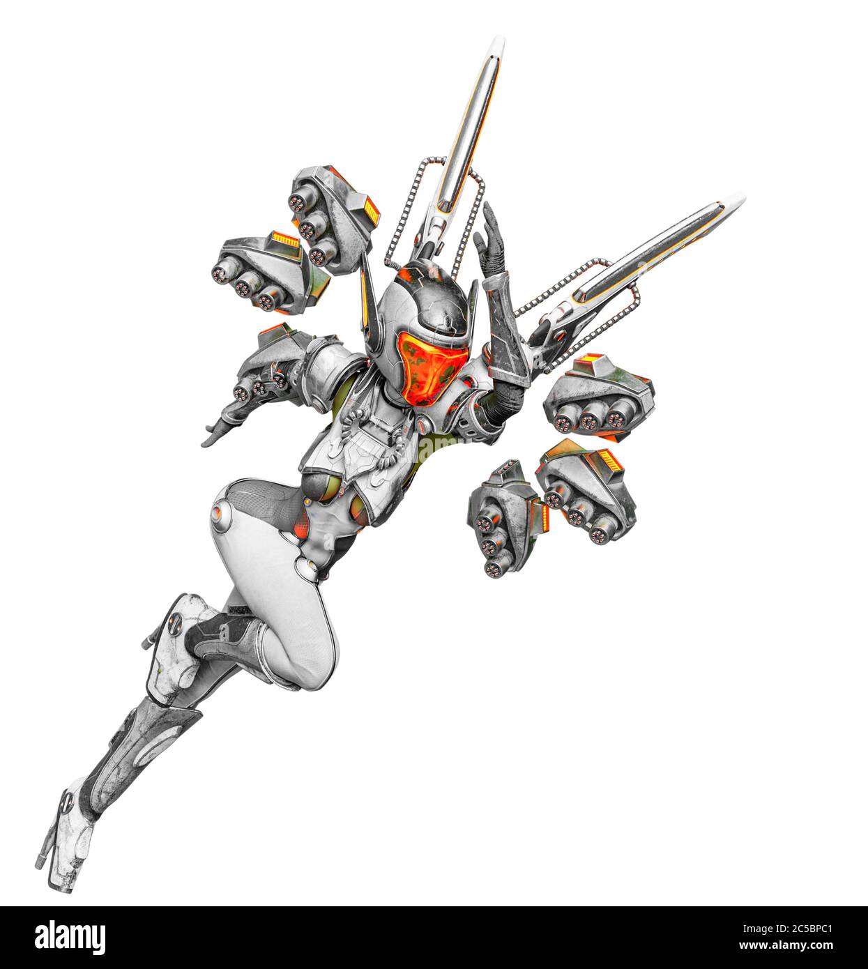 mech girl running, 3d illustration Stock Photo Alamy