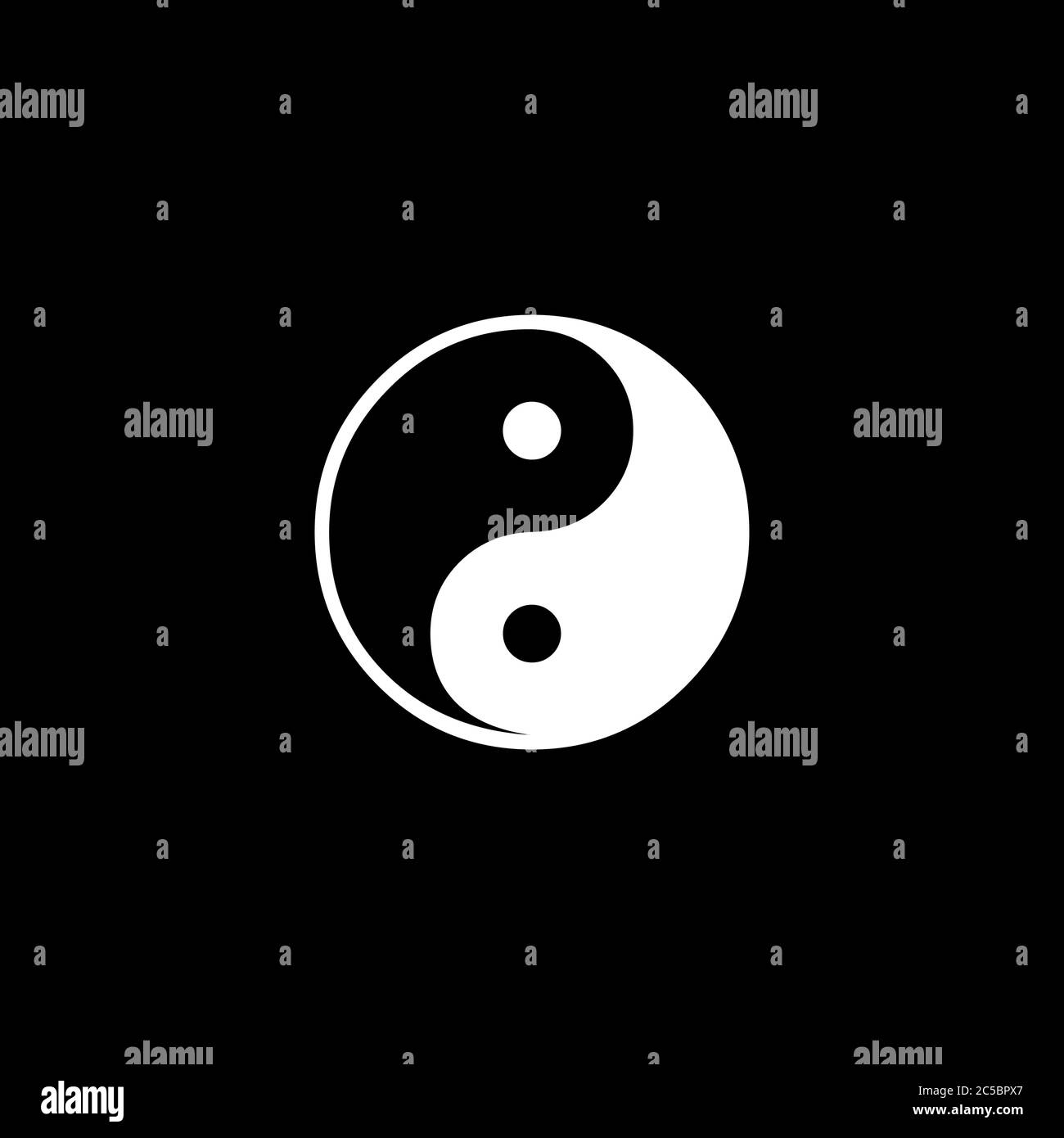Yin And Yang Icon On Black Background. Black Flat Style Vector ...