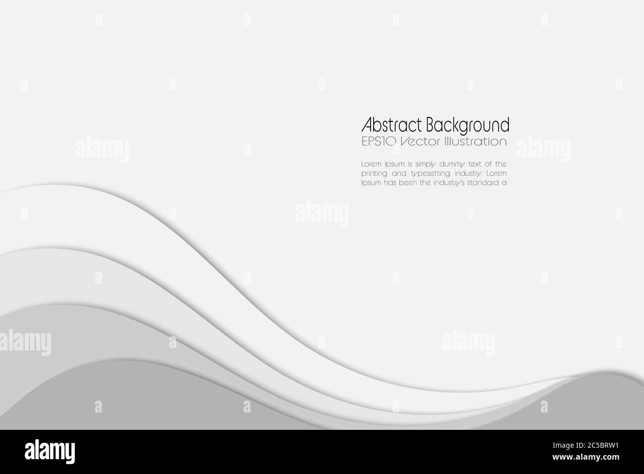 White and gray wave abstract background template with papercut style ...