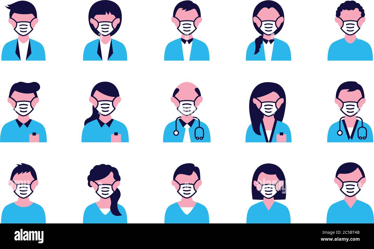 Girls wearing face masks Stock Vector Images - Alamy