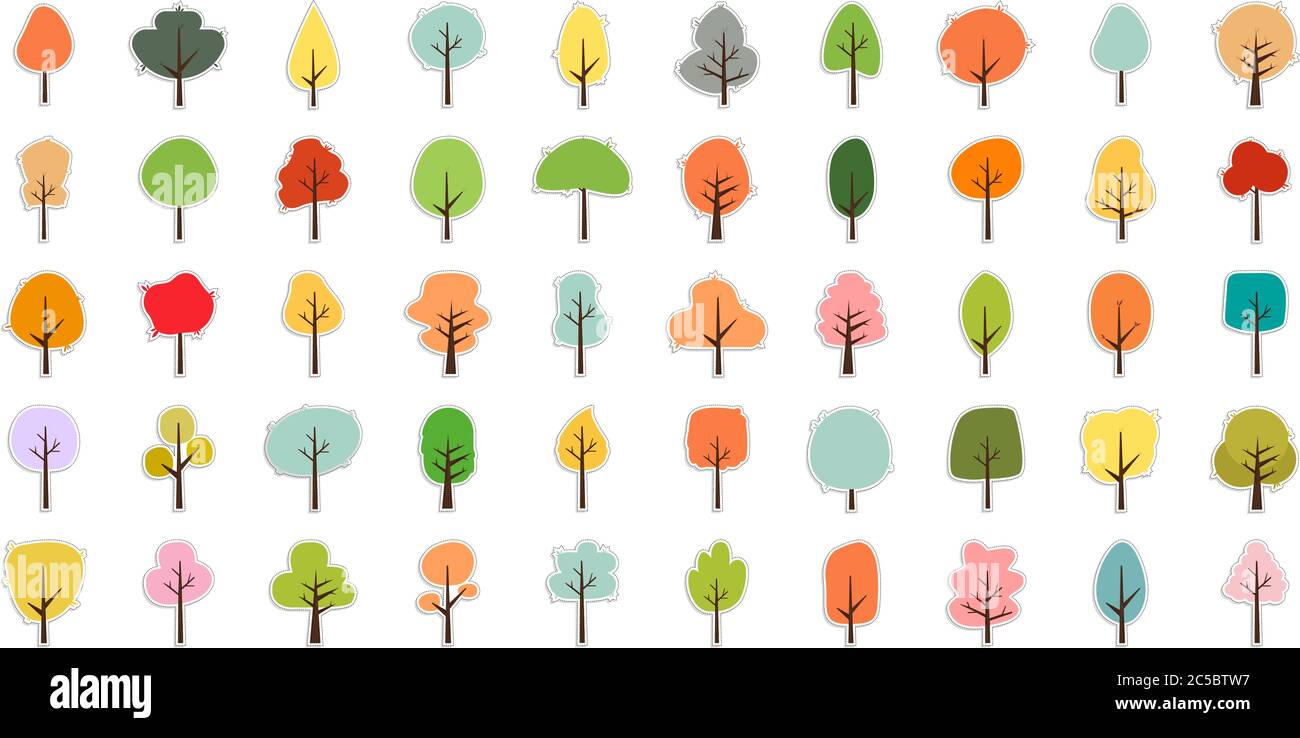 Set of a colored trees icons Stock Vector
