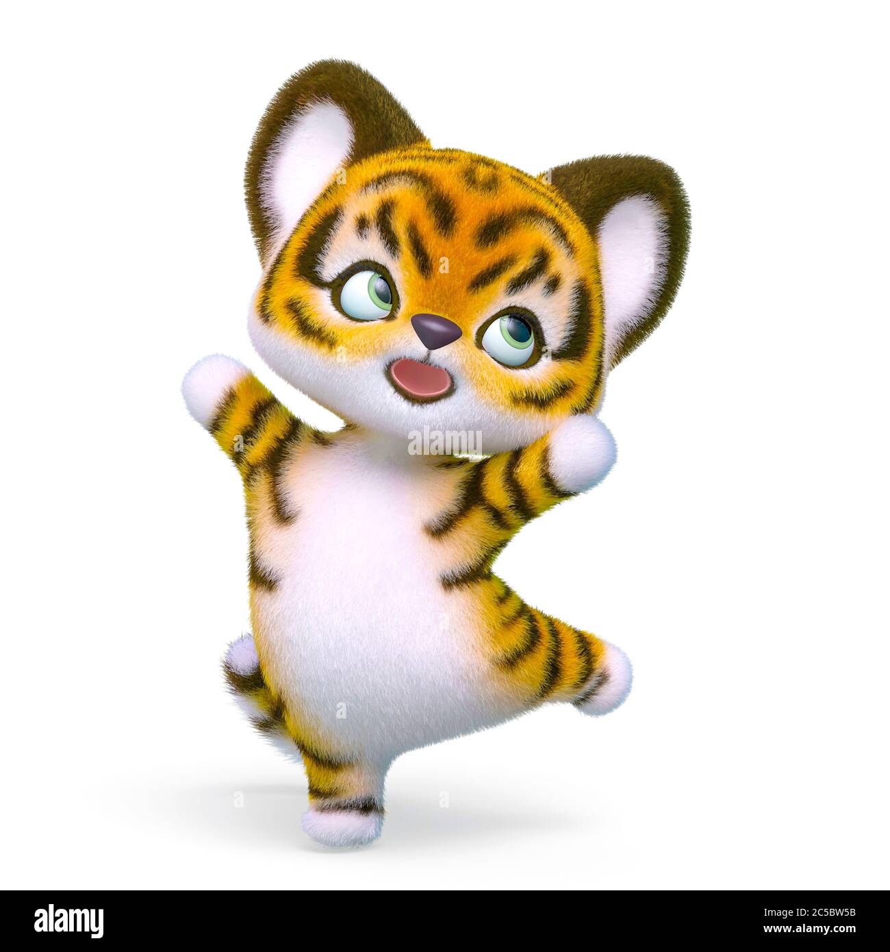 cute tiger cartoon in white background, 3d illustration Stock ...