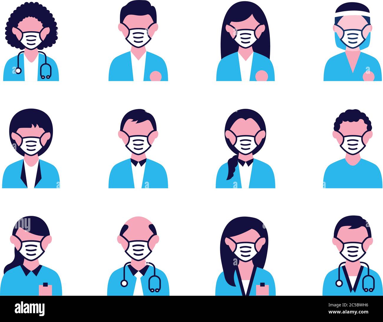 Girls wearing face masks Stock Vector Images - Alamy