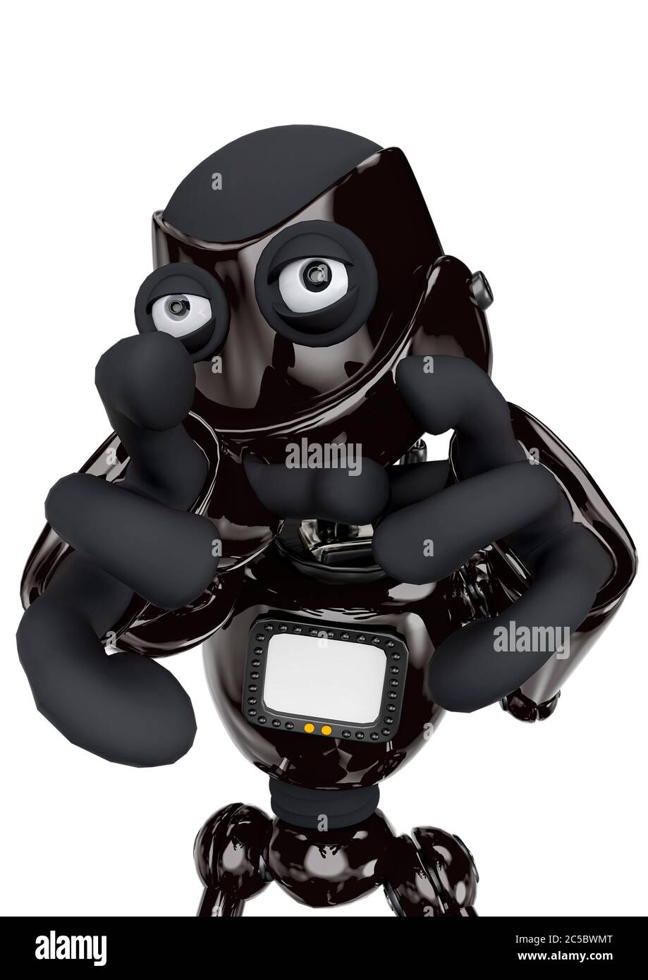 robot cartoon doing a evil face, 3d illustration Stock Photo - Alamy