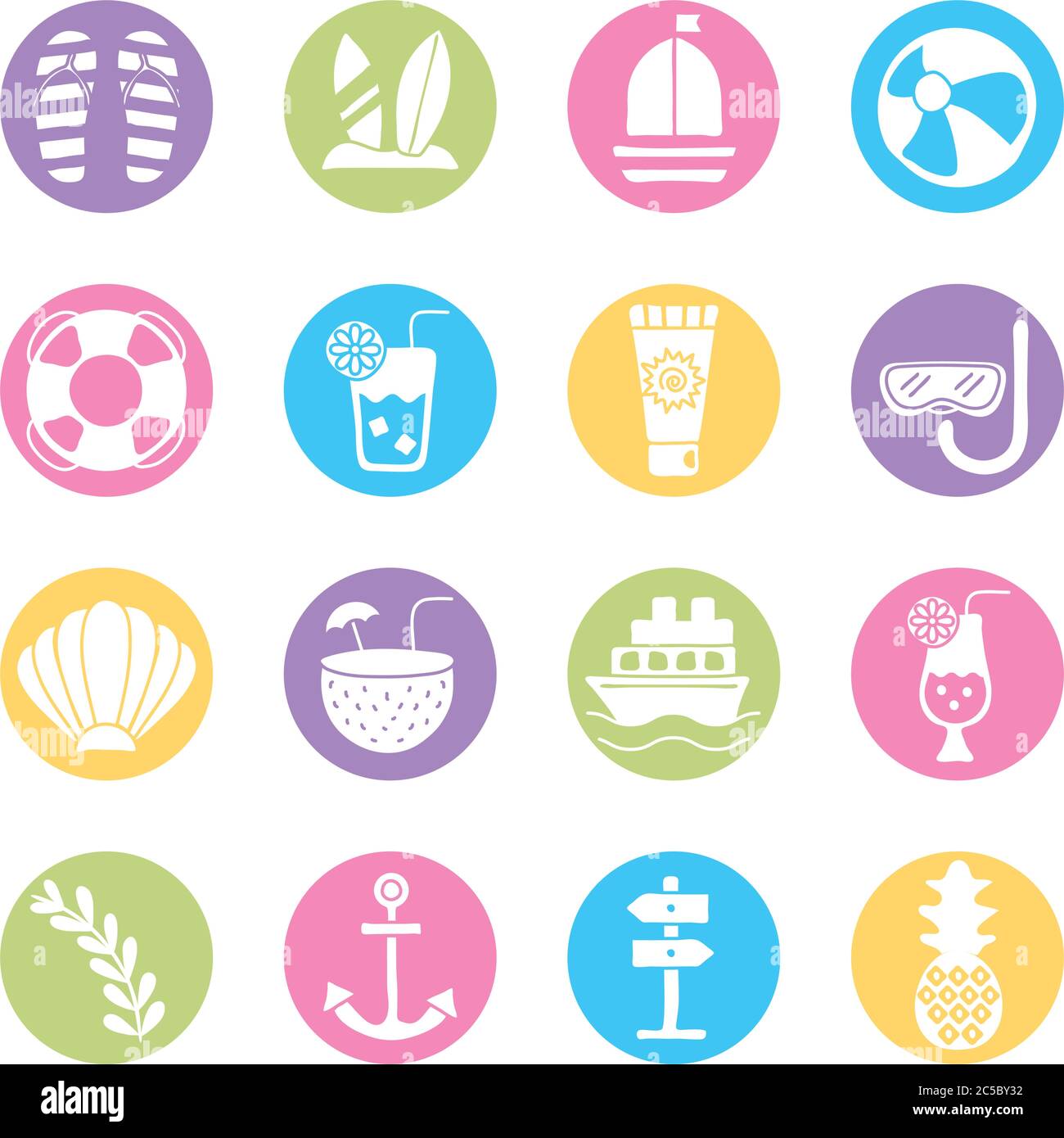bundle of summer vacations set icons vector illustration design Stock ...