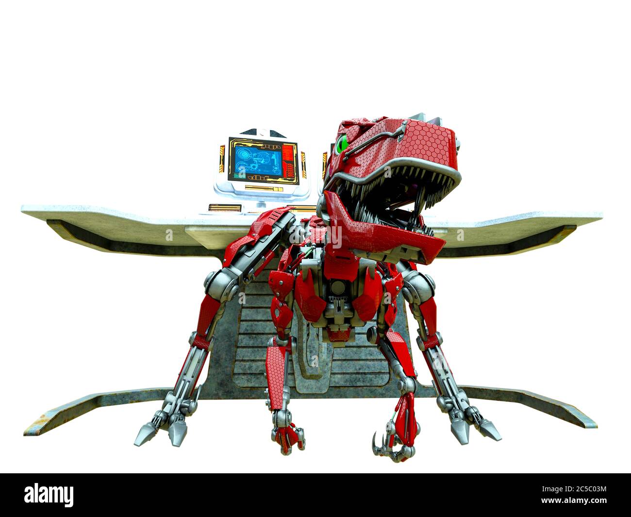 dino raptor robot is running, 3d illustration Stock Photo - Alamy