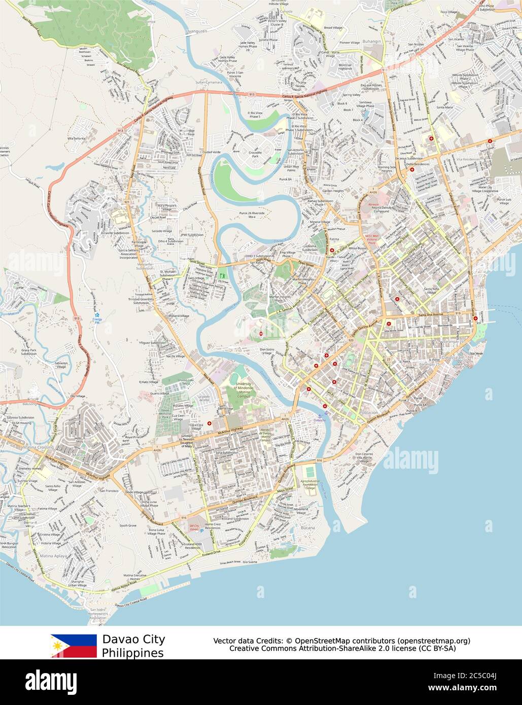 Roxas Davao City Map Davao City, Philippines Stock Vector Image & Art - Alamy