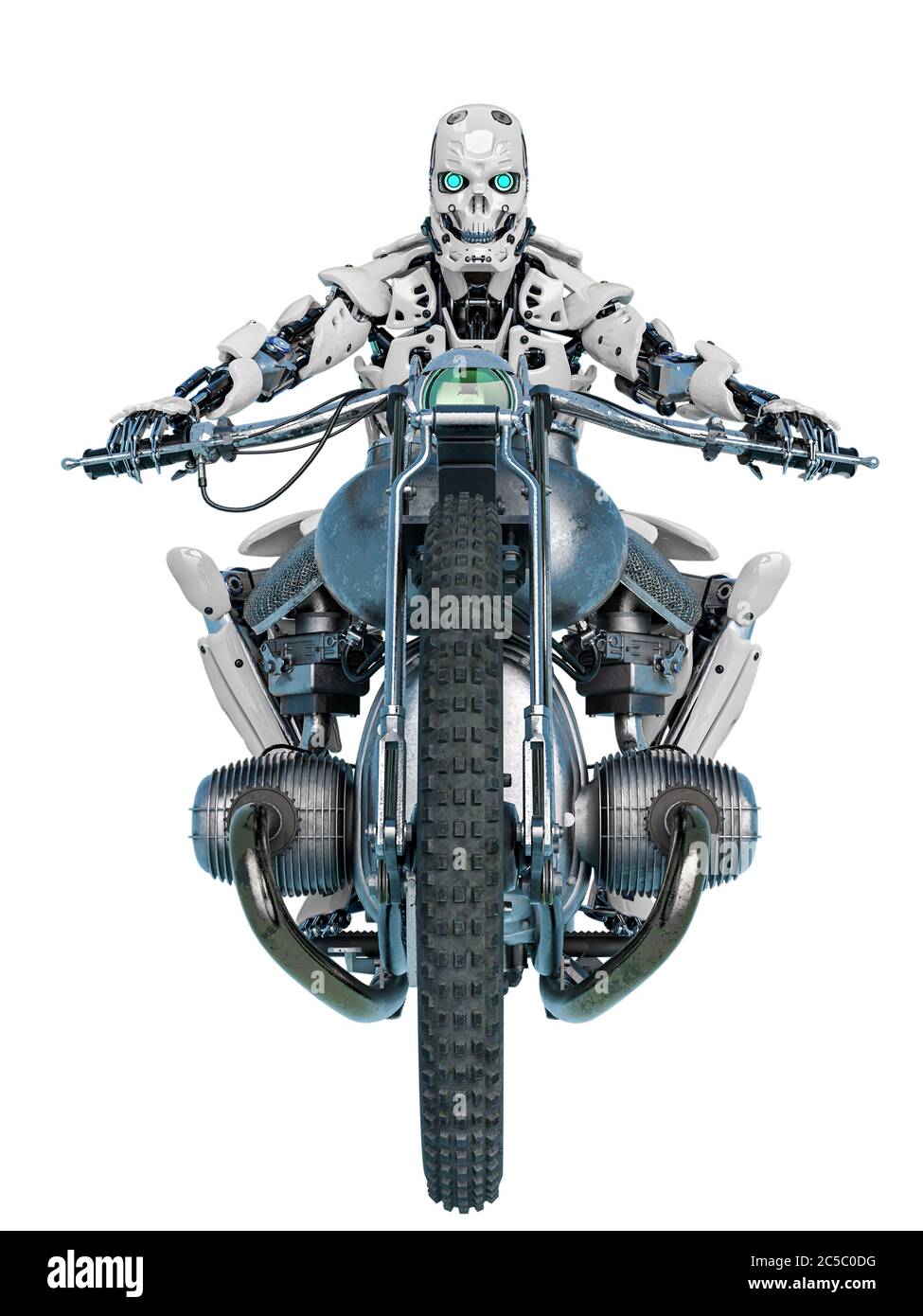 android is riding a motorcycle, 3d illustration Stock Photo - Alamy