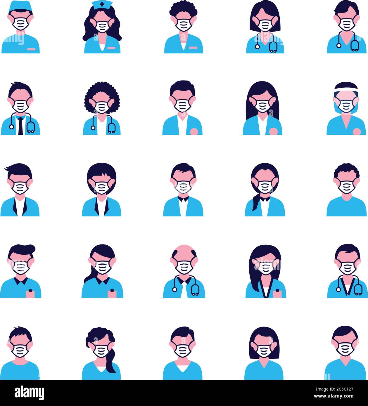 group of people and doctors wearing medical masks Stock Vector Image ...