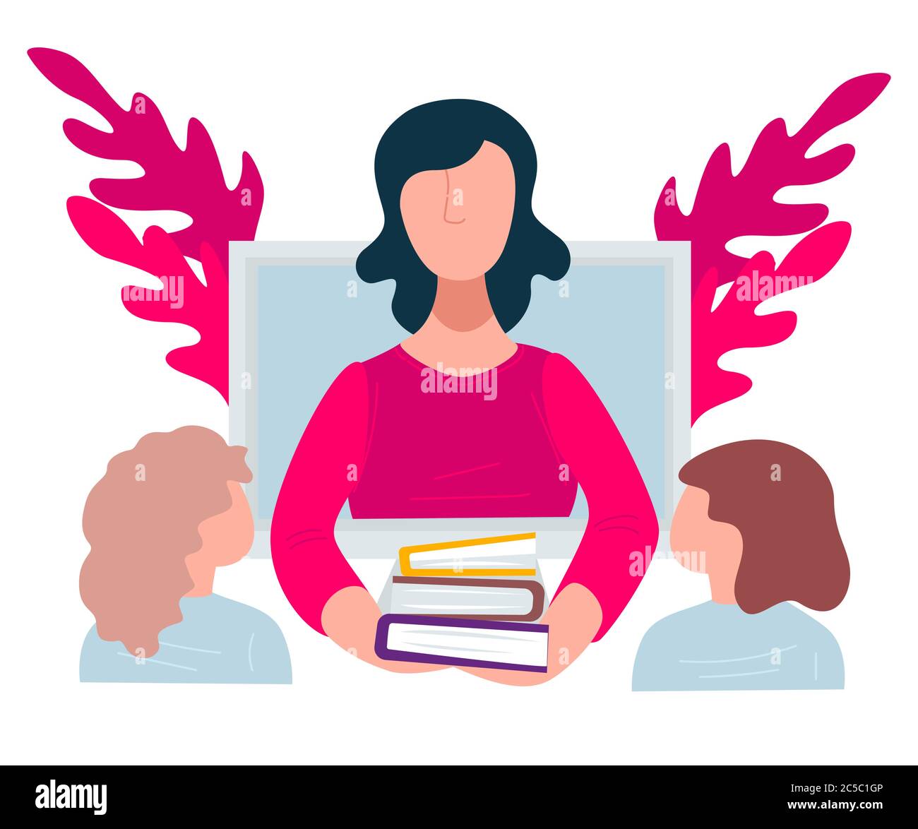 Teacher and students in school, education in institution Stock Vector
