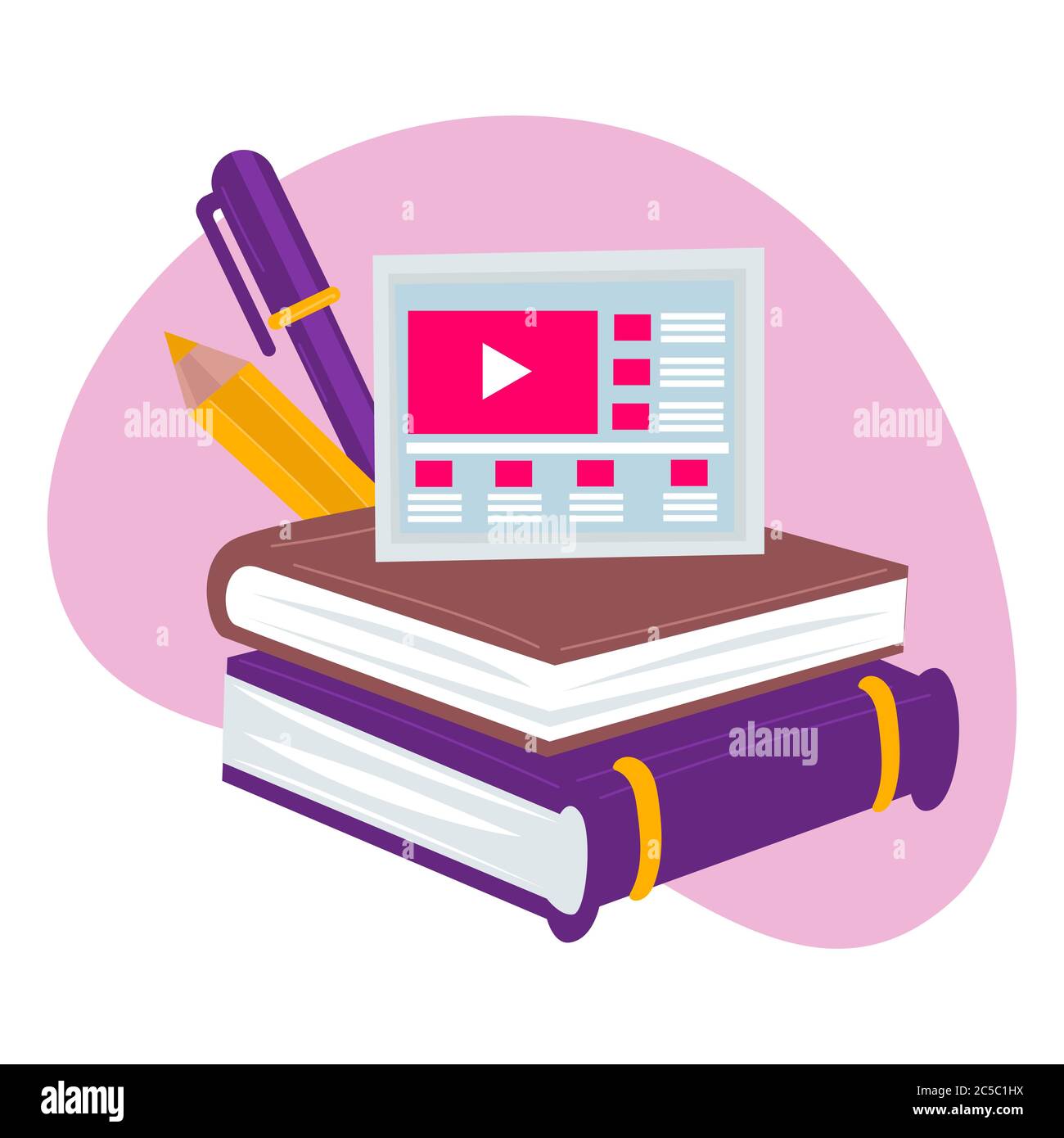Online education and studies in distant format, modern technologies Stock Vector