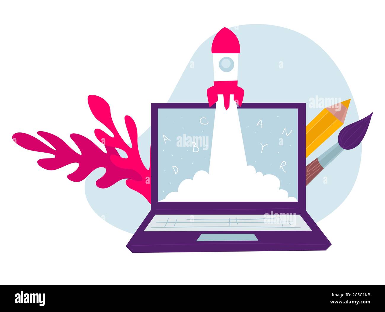 Education and online knowledge obtaining or startup vector Stock Vector