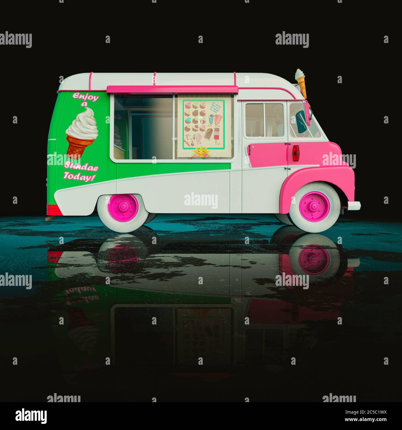 ice cream food truck will put some live in yours creations, 3d