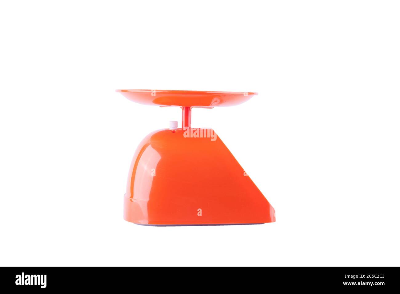 empty orange food scale on white background kitchen equipment object isolated Stock Photo