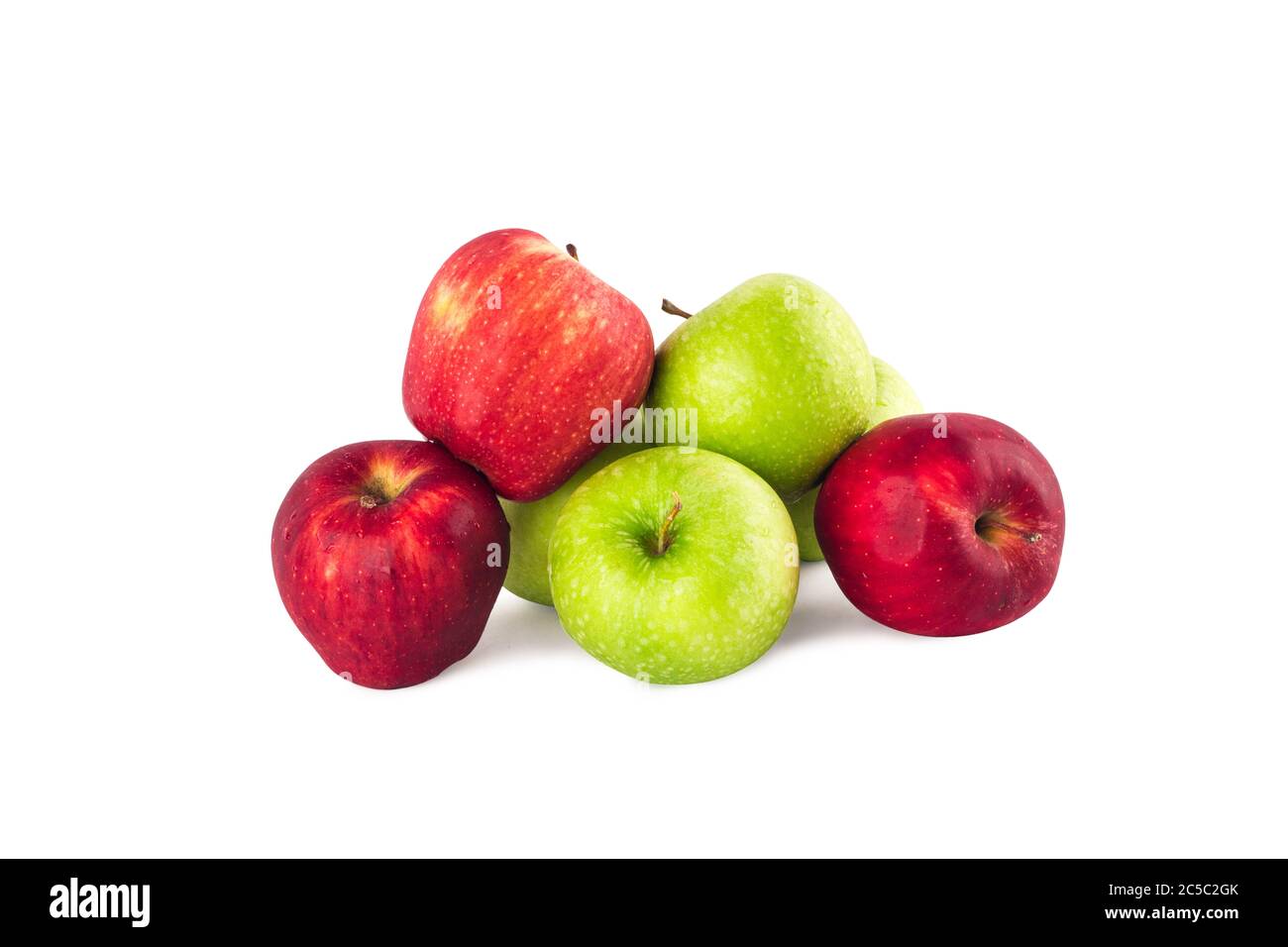 green apple and red apple ( malus domestica ) on white background fruit agriculture food isolated Stock Photo