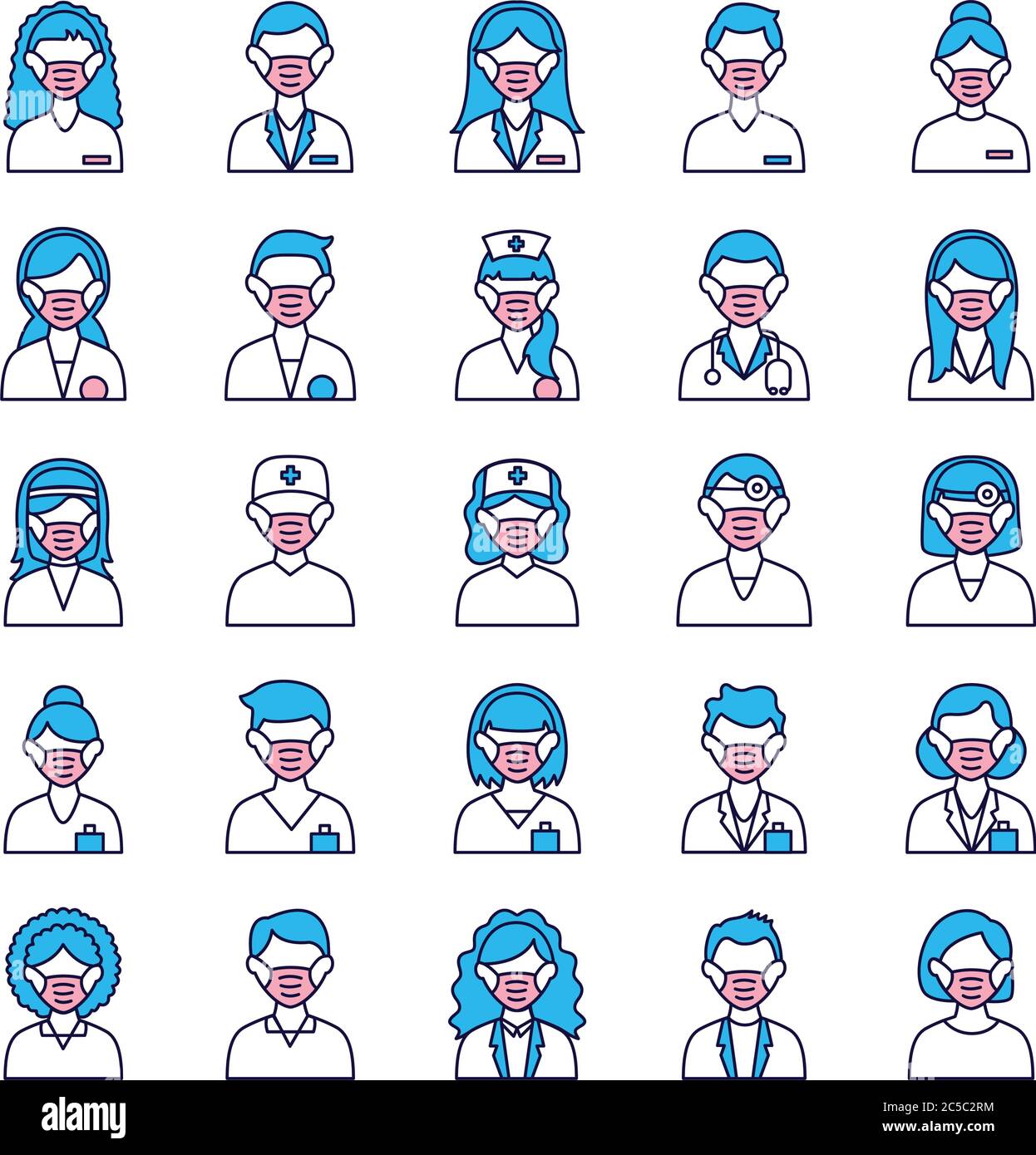 group of people and doctors wearing medical masks Stock Vector Image ...