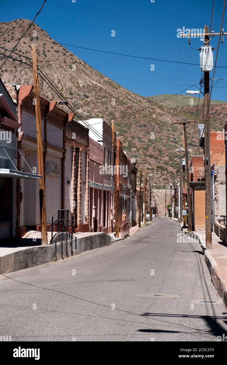 View of old Clifton, Arizona, along historic Chase Creek street, site