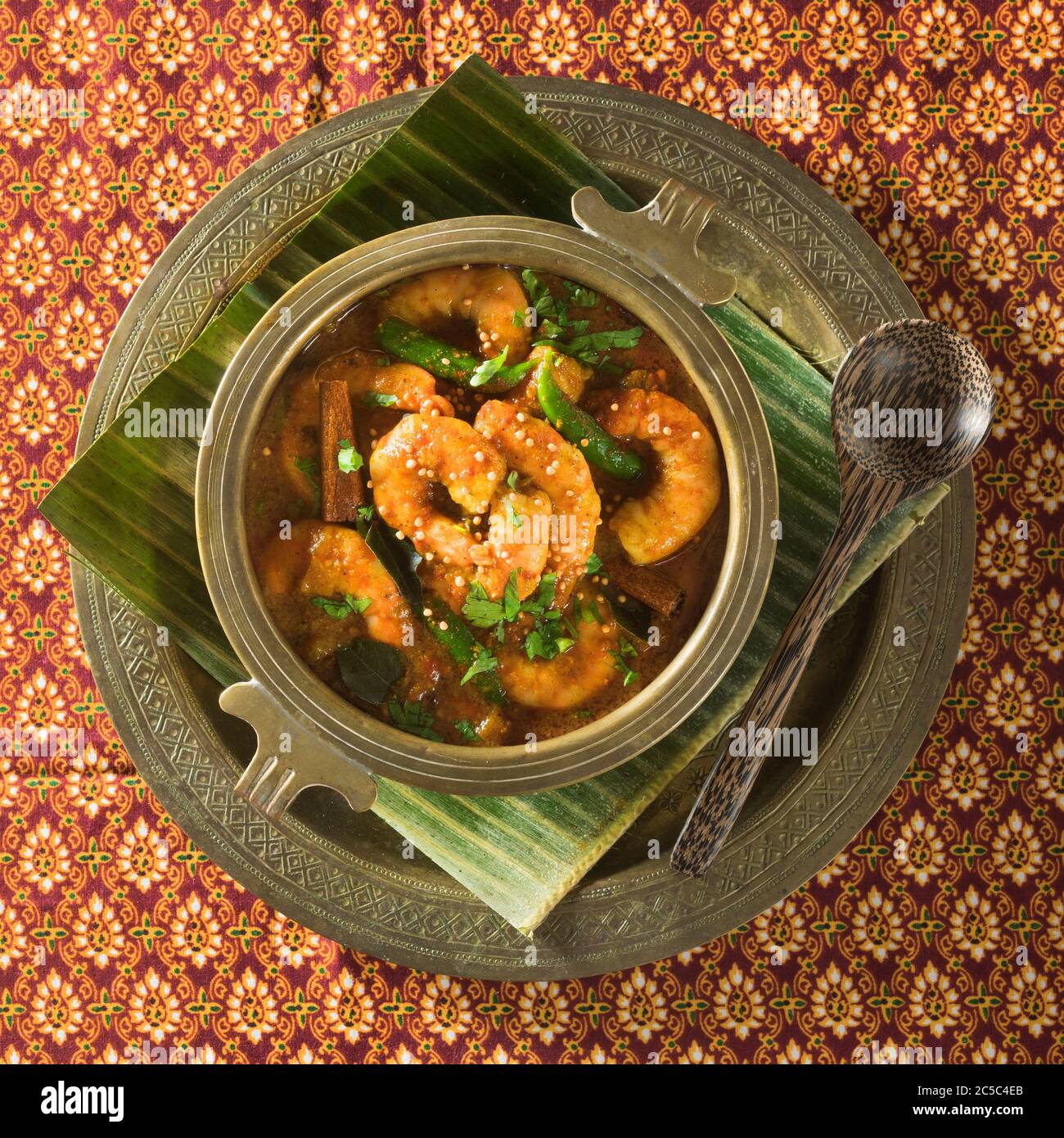 King Prawn Chettinad. South Indian seafood curry. India Food Stock Photo