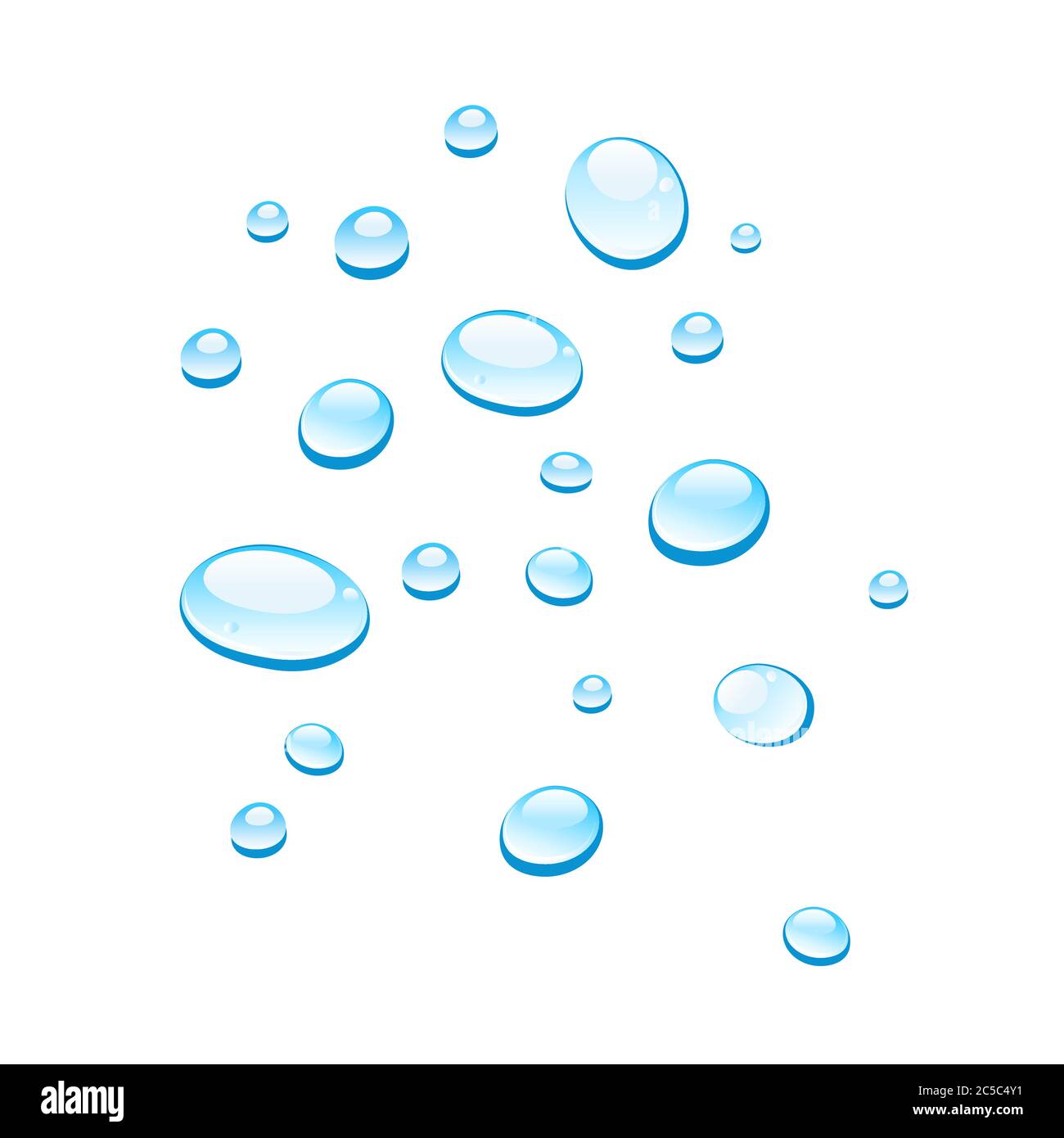 Vector blue water drops isolated on a white background Stock Vector