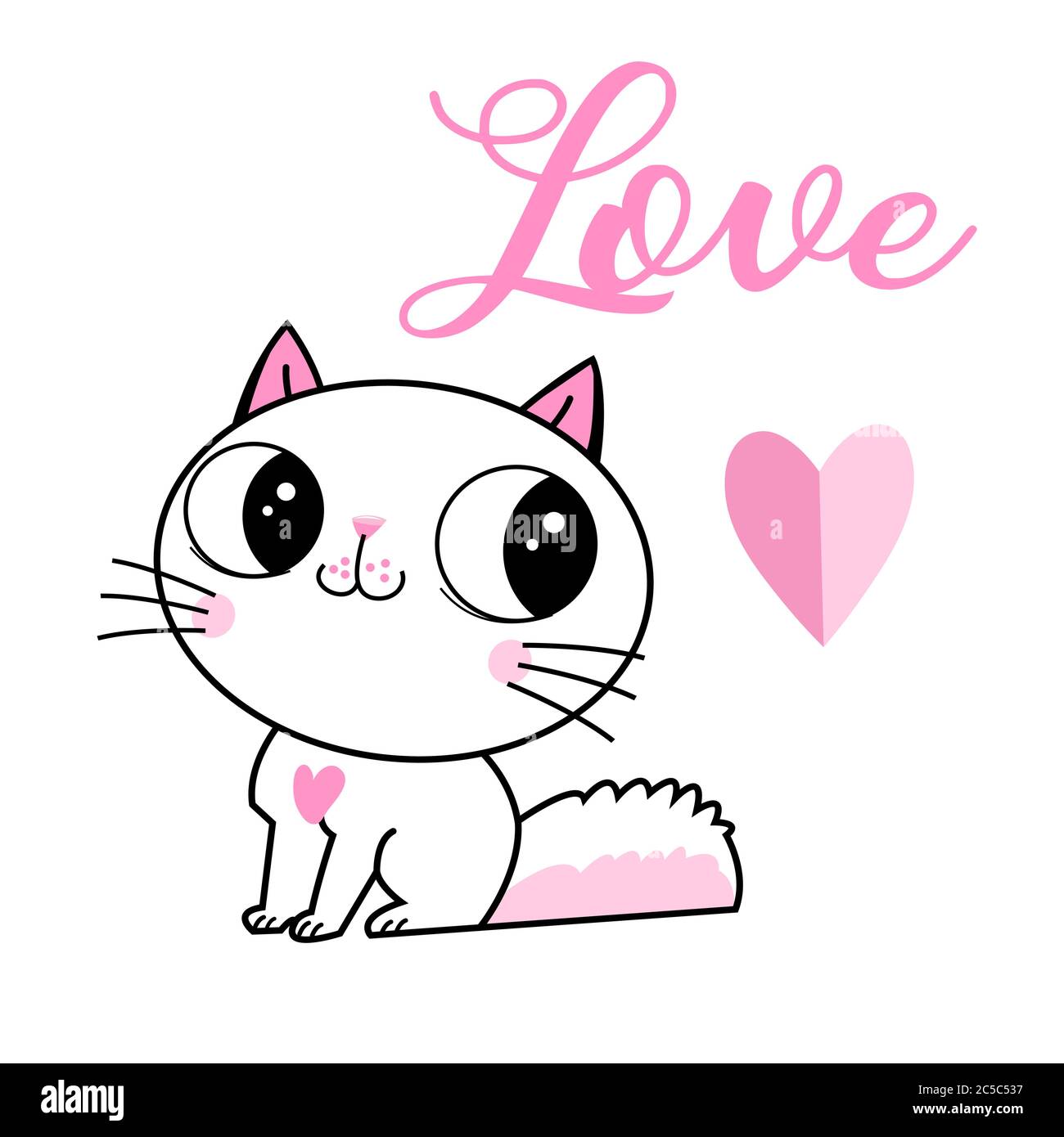 Vector loving kitten with a heart and the inscription love Stock Vector