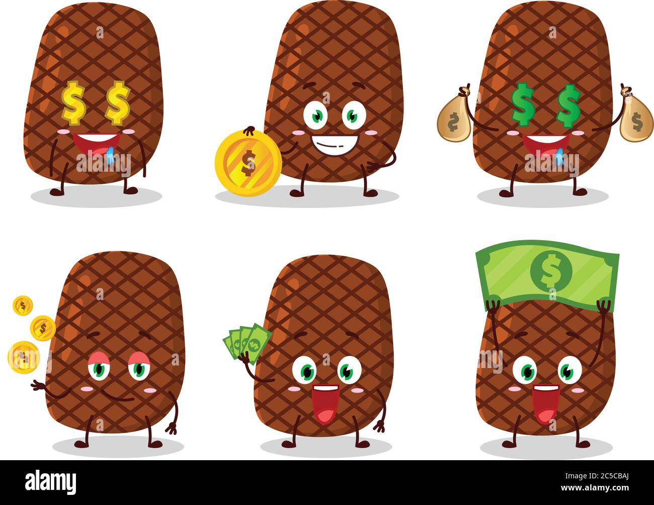Steak cartoon character with cute emoticon bring money Stock Vector ...