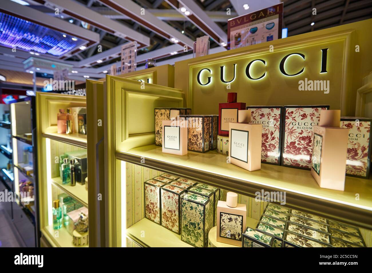 BANGKOK, THAILAND - CIRCA JANUARY, 2020: close up shot of Gucci perfumes on  display at duty-free store in Suvarnabhumi Airport Stock Photo - Alamy