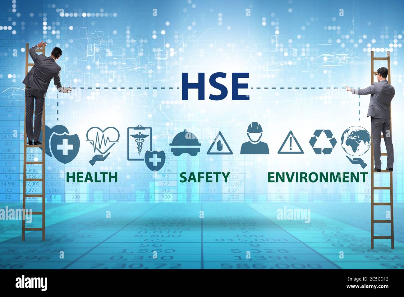 HSE concept for health safety environment with the businessman Stock ...
