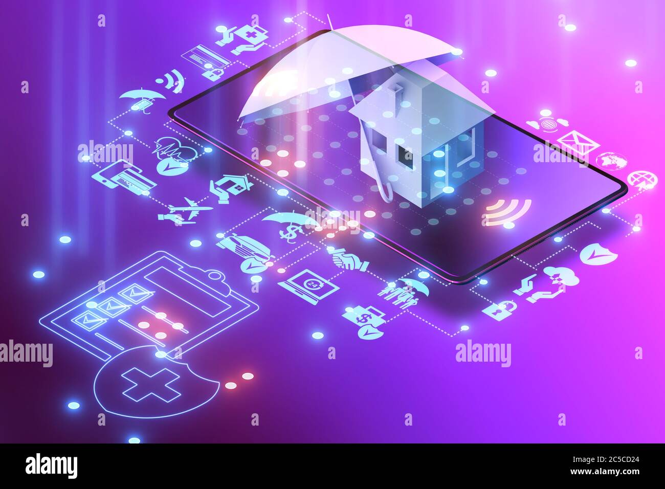 Property Insurance In3d Concept of buying insurance - 3d rendering Stock Photo - Alamy
