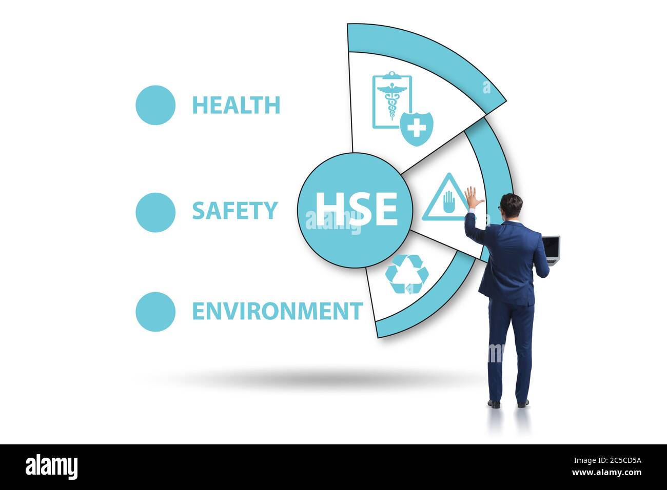 HSE concept for health safety environment with the businessman Stock ...