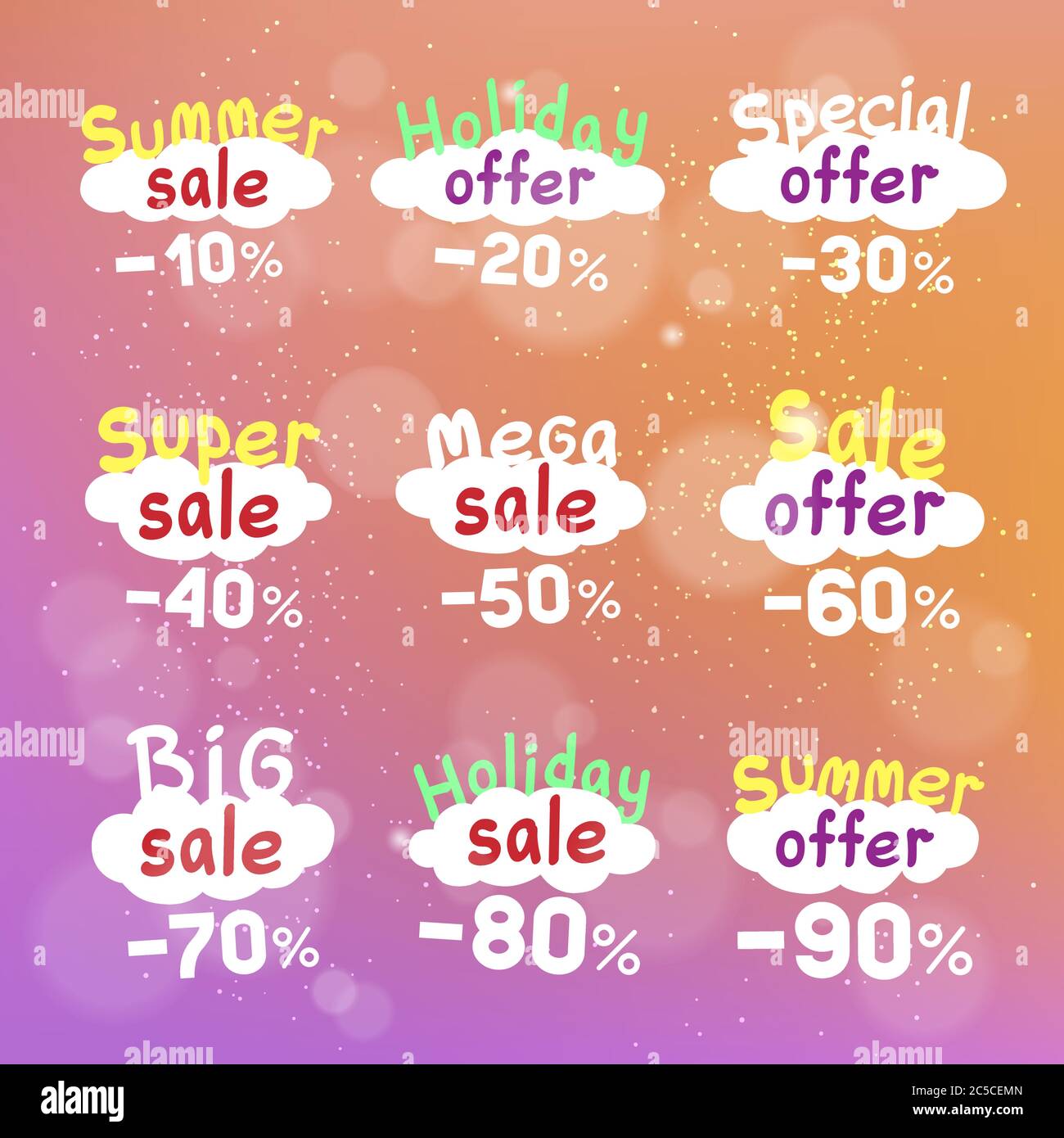 summer sale discount label set Stock Vector