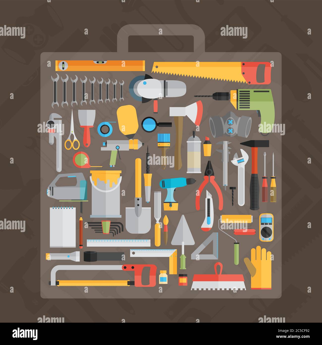 Repair and construction illustration with working tools icons Stock ...