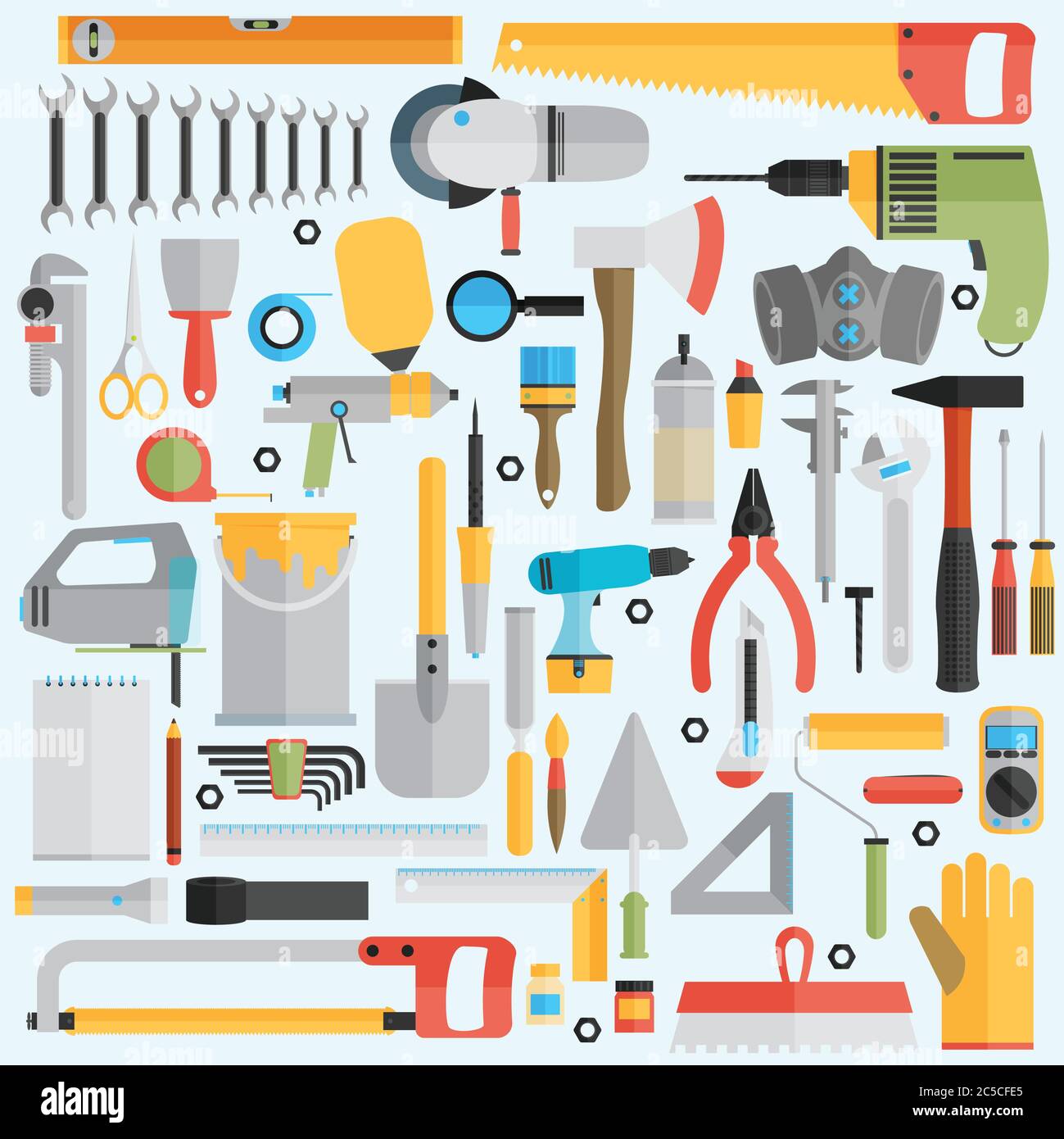 Repair and construction illustration with working tools icons Stock ...