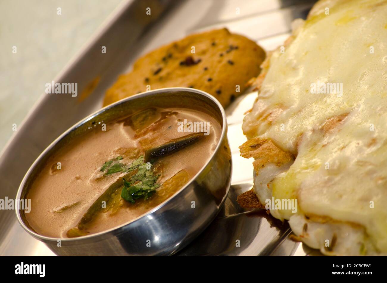 Indian Foods on the table. The typical food idea of India is curry with