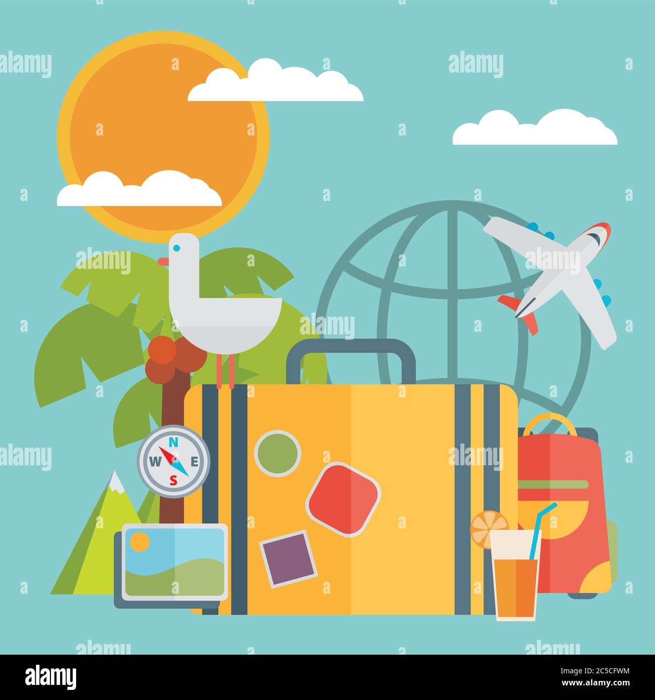 Travel vacation flat design set. Vector concept illustration. Travel ...