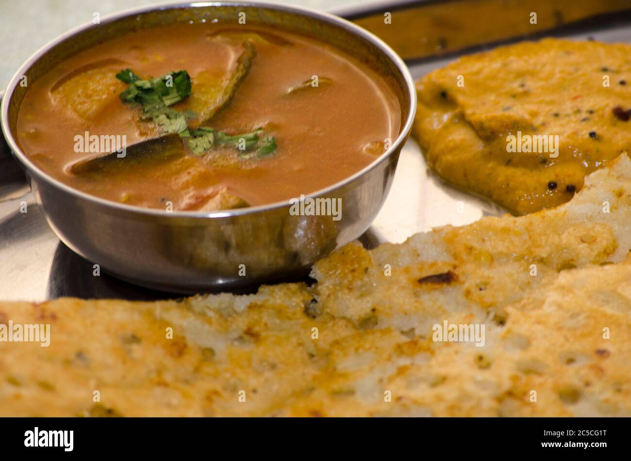 Indian Foods on the table. The typical food idea of India is curry with