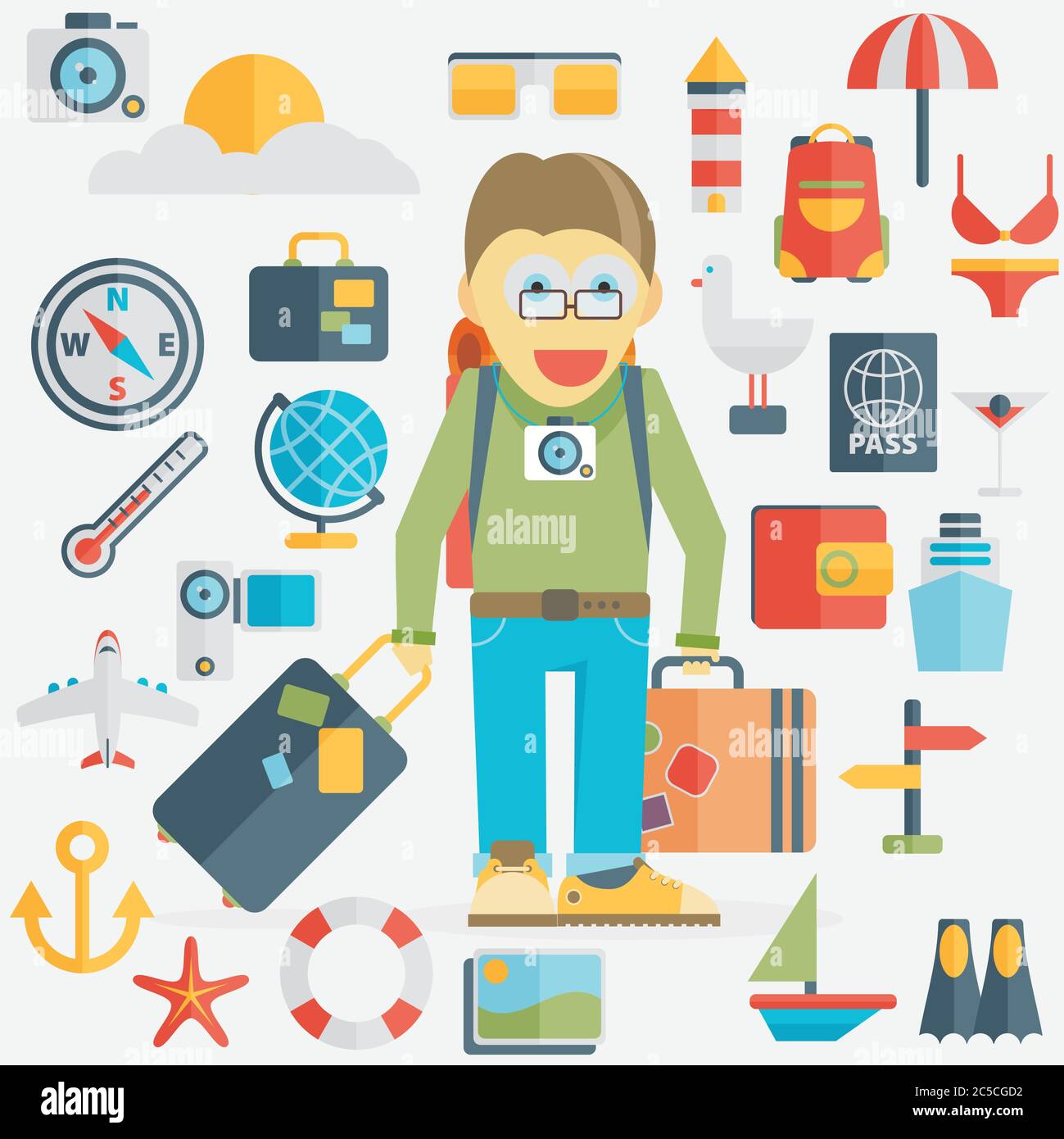 Summer holiday flat icons. Vector illustration Stock Vector Image & Art ...