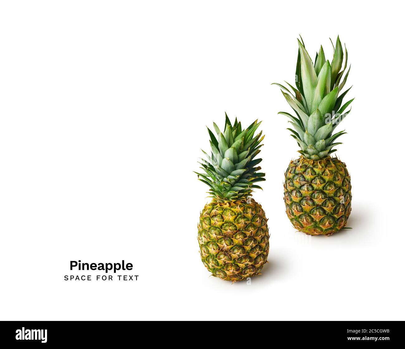 Fresh pineapples isolated on white background with copy space Stock Photo