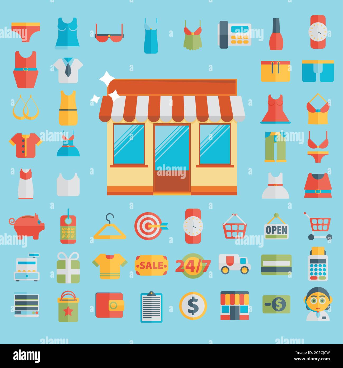 Set of shopping icons in flat design Stock Vector Image & Art - Alamy